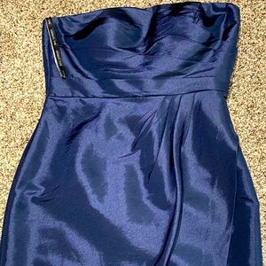 Blue strapless cocktail dress
